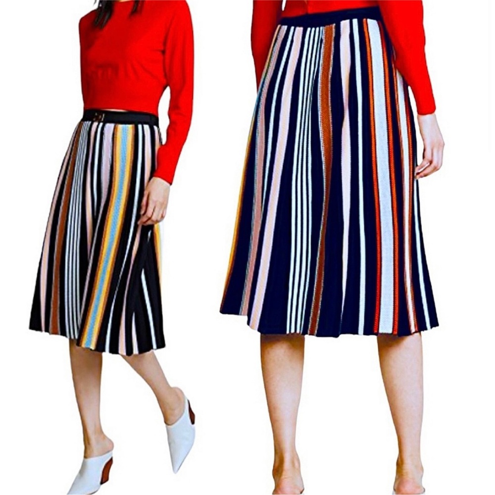 Tory Burch stripped belt skirt